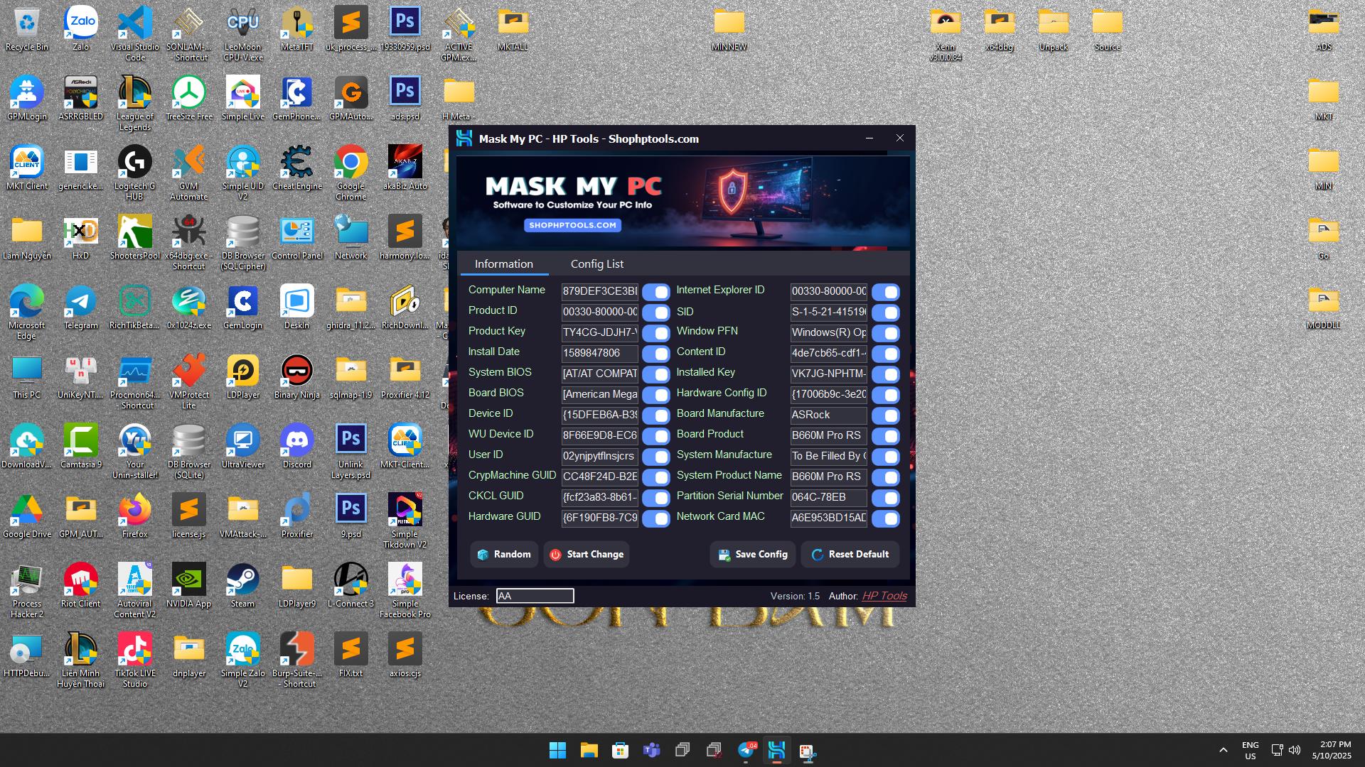 CHANGE INFO PC